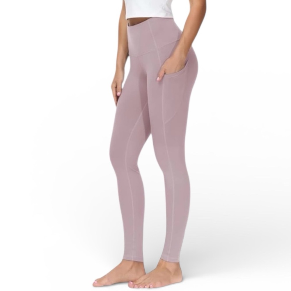 THE GYM PEOPLE Womens High Rise Leggings 26” Inseam Pockets Pink Size Small NEW